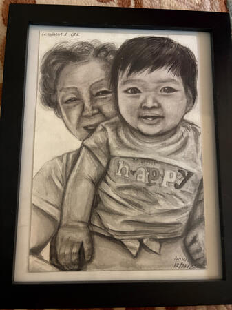 "Grandma & Bee" December 25, 2025 Traditional illustration made with graphite & water color