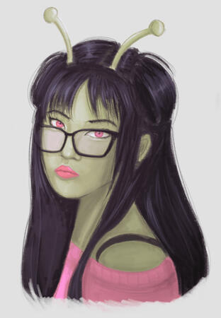 "Alienette" February 16, 2026 Digital illustration made with Procreate